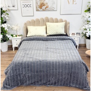 Patura Premium, Blanita Artificiala Fina, 200x230cm, Gri, Dungi Patura Premium, Blanita Artificiala Fina, 200x230cm, Gri, Dungi