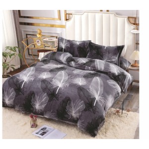 Lenjerie pat dublu, Super Pufoasa COCOLINO, 4 piese, Gri, Pene