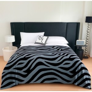 Pătură din Blanita Cocolino Groasa, 200x230 cm, Zebra, Gri Albastrui Pătură din Blanita Cocolino Groasa, 200x230 cm, Zebra, Gri Albastrui