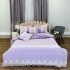 Lenjerie pat dublu,  Fin cu Dantela si Broderie Rafinata, CEARSAF CU ELASTIC, 6 piese, Lila [8]