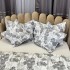 Cuvertura Pat Dublu, Bumbac cu In, Model Brodat Direct în Tesatura, 230x250 cm, 2 fete de perna 52x72cm, 2 fete de perna 46x46cm, Alb, Gri, Flori [5]