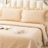 Cuvertura Matlasata, Pat Dublu, Bumbac Finet, 230x250cm, 4 piese, cu Volanase si Dantela Chantilly Alba, Crem [2]