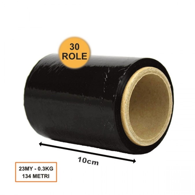 Set 30 Role Folie Stretch Neagră  100mm  23my  0.3kg  134ml