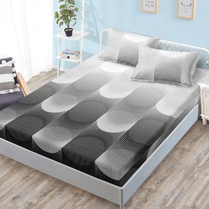 Cearșaf cu Elastic, Bumbac Satinat, 180x200 cm + 2 Fețe de Pernă 50x70 cm, Gri, abstract Cearșaf cu Elastic, Bumbac Satinat, 180x200 cm + 2 Fețe de Pernă 50x70 cm, Gri, abstract