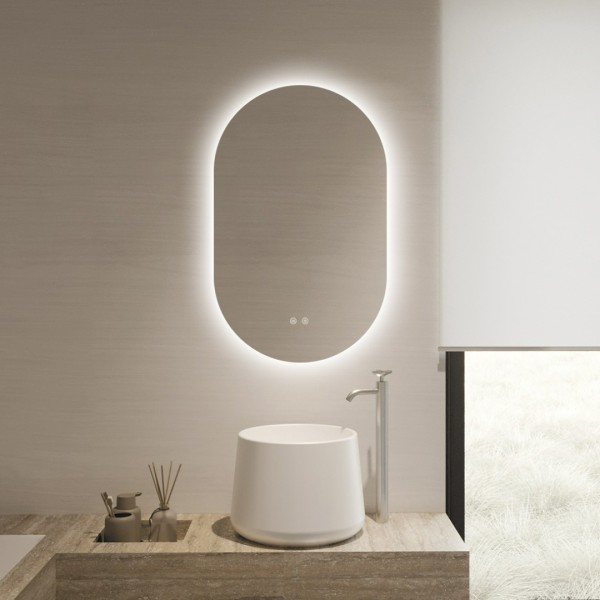 Oglinda LED Ovala Cu Doua Lumini 50x80cm Functie Dezaburire si Touch J120NF [1]
