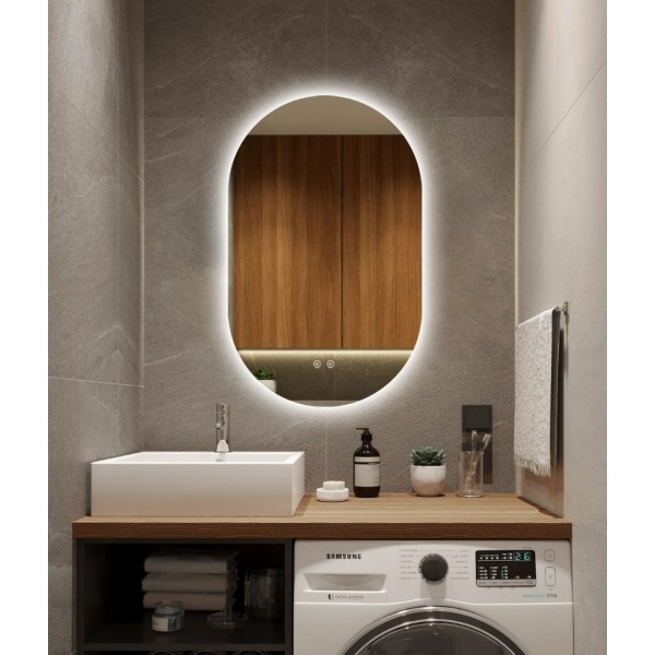 Oglinda LED Ovala Cu Doua Lumini 50x100cm Functie Dezaburire si Touch J120-100NF [1]