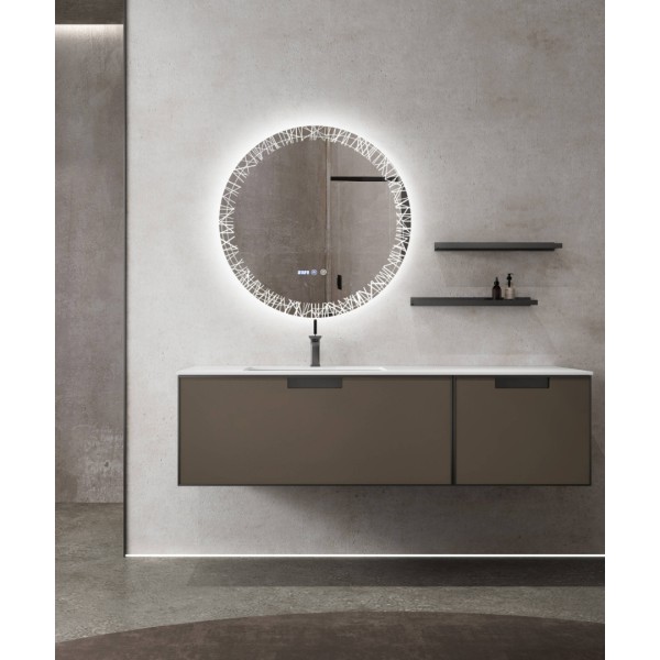 Oglindă de 5 mm fără cupru, bandă luminoasă de tip D cu trei culori cu 120 de lumini, 70x70CM, J176 [1]