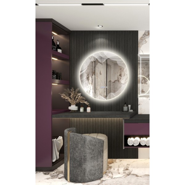 Oglindă de 5 mm fără cupru, bandă luminoasă de 120 de lumini în trei culori Clasa D, 80x80CM, J177 [1]