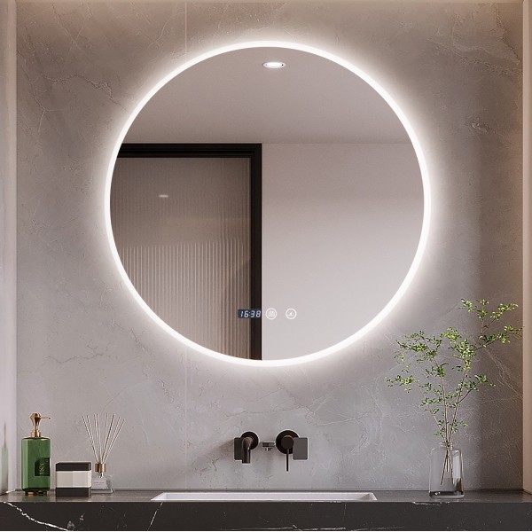 Oglinda LED rundă 90×90 cm, Iluminare 3 Nuanțe, Touch Control & Design Premium, J182-9090 [1]