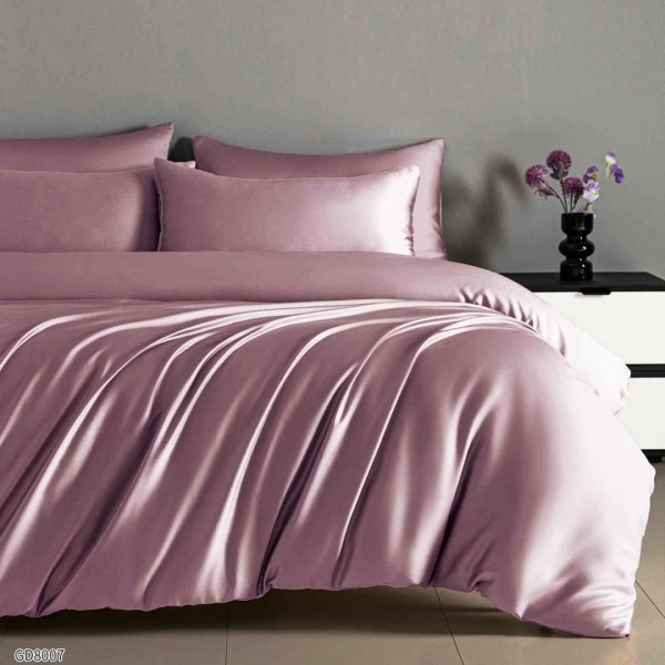 Lenjerie de Pat din Satin Extra Fin, Pat Dublu, 4 Piese, cu ELASTIC, Uni, Lila – Rafinament și Lux la Superlativ [1]