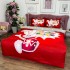 Lenjerie de Pat Dublu,  Finet, Imprimeu Digital, 4 Piese, Roșu, Gri, Iepuraș, Happy Easter [5]