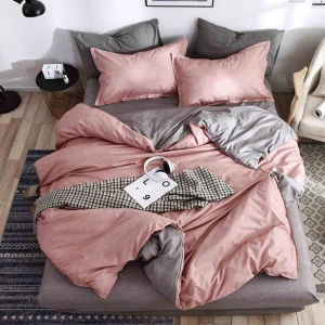 Lenjerie pat dublu cu Elastic (160x200cm si 180x200cm), bumbac satinat, Roz. Grej Lenjerie pat dublu cu Elastic (160x200cm si 180x200cm), bumbac satinat, Roz. Grej