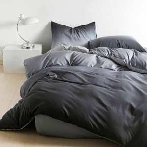 Lenjerie pat dublu cu Elastic, bumbac satinat, Gri, degrade Lenjerie pat dublu cu Elastic, bumbac satinat, Gri, degrade