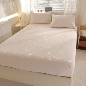 Husa cu Elastic pufoasa Cocolino, 180x200cm si 2 fete de perna 50x70cm, Ploaie de Stele, Crem