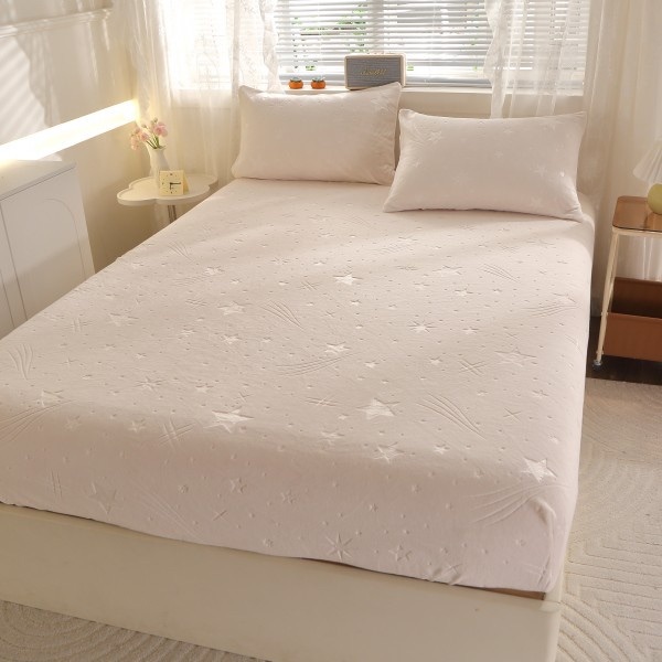 Cearșaf Cocolino cu Elastic „Ploaie de Stele” – Ultra-Moale, Pufos și Călduros, 180x200 cm + 2 Fețe de Pernă 50x70 cm, Crem [1]