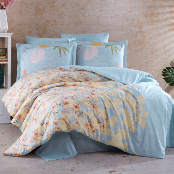 Lenjerie Pat Dublu, Bumbac 100% Poplin, 4 piese, Hobby Lili – Mavi [1]