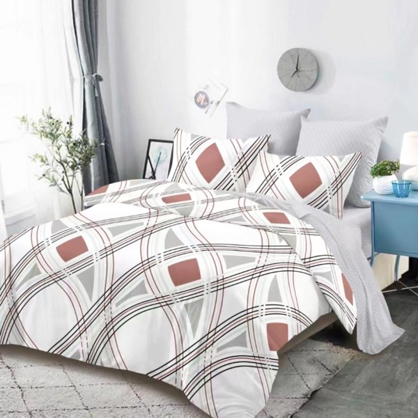 Lenjerie pat dublu,  FINET, cu elastic, 6 piese, Gri, Model Clasic [1]