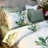 Lenjerie Pat Dublu,  FINET, 6 piese, Alb, Verde, Frunze [9]