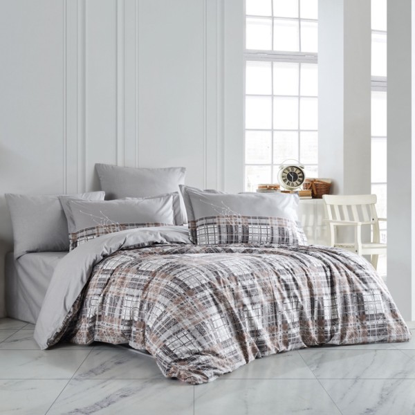 Lenjerie Pat Dublu, Bumbac 100% Poplin, 4 piese, Hobby Lucia – Gri [1]