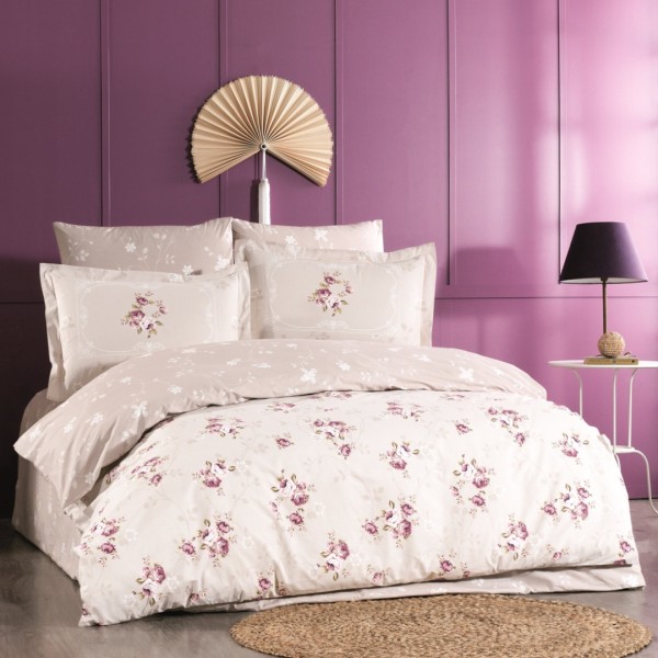 Lenjerie Pat Dublu, Bumbac 100% Poplin, 4 piese, Hobby Martha - Bej [1]