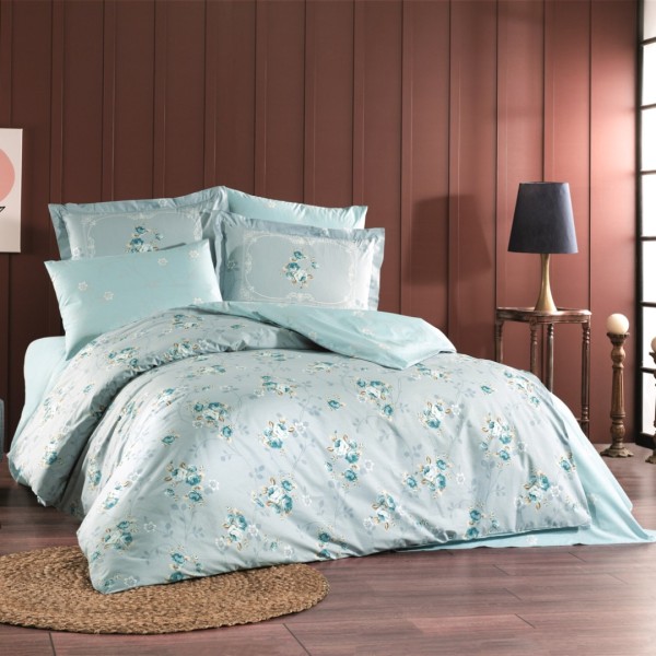 Lenjerie Pat Dublu, Bumbac 100% Poplin, 4 piese, Hobby Martha - Mint [1]
