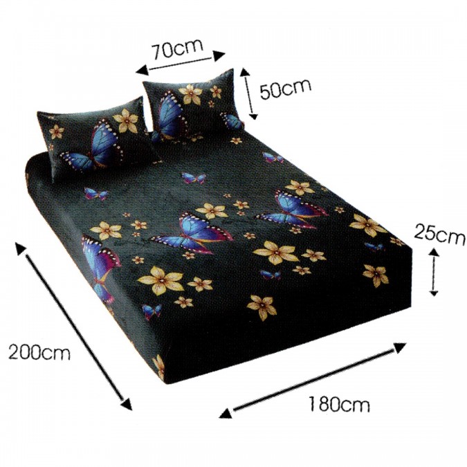 Cearșaf cu Elastic Cocolino 180x200x25 cm – Set cu 2 Fețe de Pernă, Gros și Pufos, Calitate Premium pentru Confort și Eleganță, Petrol, Flori