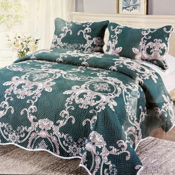 Cuvertură Pat Dublu, 3 Piese, Bumbac 100% Imprimat – Calitate Premium, cu Imprimeu Durabil, cod CSA-CV57 [1]