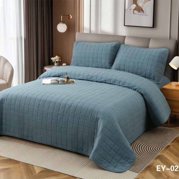 Set 4 Anotimpuri, Cuvertura Bumbac, 230x240cm, Matlasare in X + 2 Fete de Perna 60x80cm + Husa cu Elastic 180x200cm, Albastru [1]