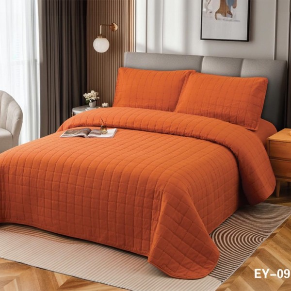 Set 4 Anotimpuri, Cuvertura Bumbac, 230x240cm, Matlasare in X + 2 Fete de Perna 60x80cm + Husa cu Elastic 180x200cm, Portocaliu [1]