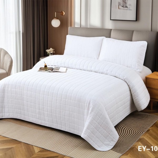Set 4 Anotimpuri, Cuvertura Bumbac, 230x240cm, Matlasare in X + 2 Fete de Perna 60x80cm + Husa cu Elastic 180x200cm, Alb [1]