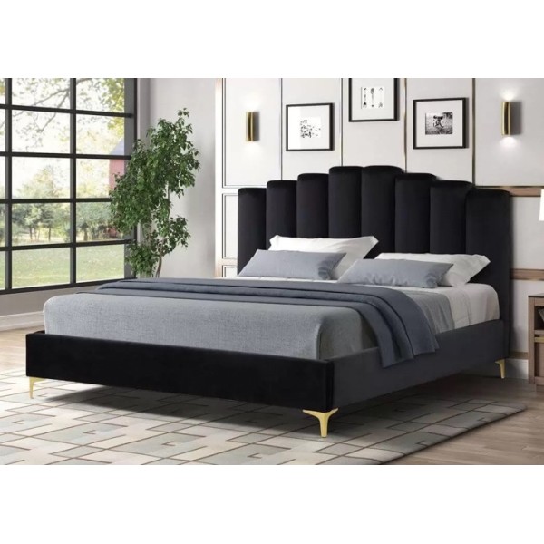 Pat Matrimonia, cu Lada de Depozitare, pentru Saltea de 140x200cm, Negru - model GAMA, cu Somiera Rabatabila [1]