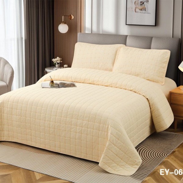 Set 4 Anotimpuri, Cuvertura Bumbac, 230x240cm, Matlasare in X + 2 Fete de Perna 60x80cm + Husa cu Elastic 180x200cm, Crem [1]