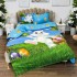 Lenjerie de Pat Dublu,  Finet, Imprimeu Digital cu Iepuras si Oua, IDENTIC CU POZA, 4 Piese, Bleu [10]