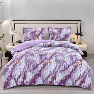 Lenjerie pat dublu, Super Pufoasa COCOLINO Creponata, 4 piese, Mov, Marmura Lenjerie pat dublu, Super Pufoasa COCOLINO Creponata, 4 piese, Mov, Marmura