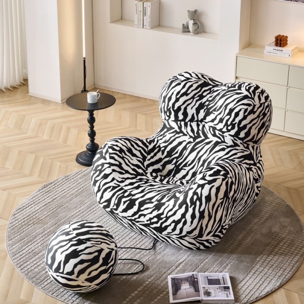 Fotoliu cu Susținere Ergonomică SoftNest, Alb, Negru, Zebra [1]
