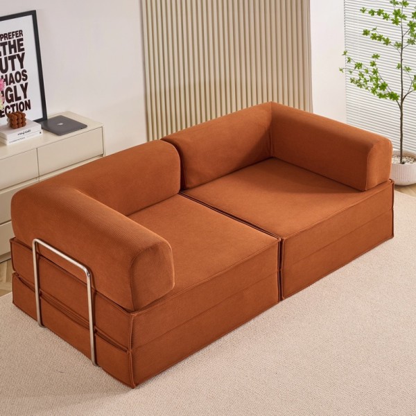 Canapea Modulara , Extensibila, cu Susținere Ergonomică Modularis HD Foam, Catifea Reiata, Maro [1]