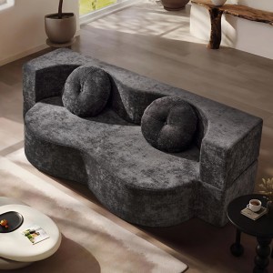 Canapea 3 locuri , Extensibila, cu Susținere Ergonomică Ring HD Foam, Catifea, Gri inchis