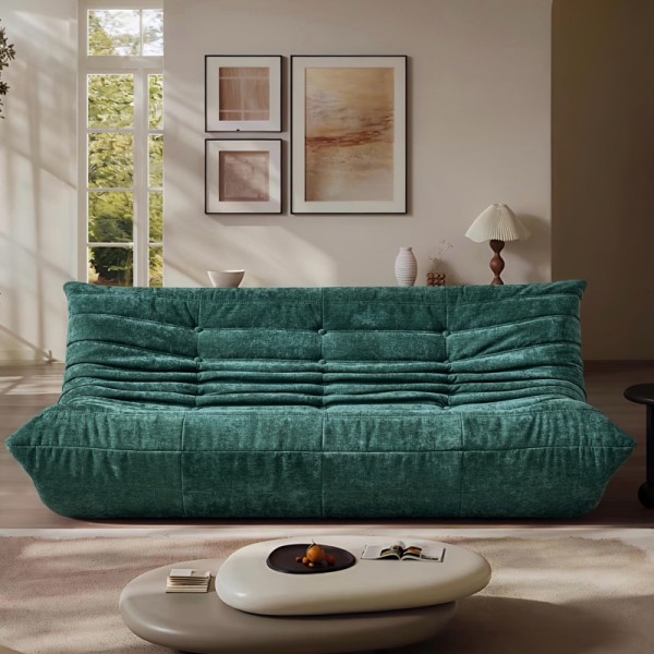 Canapea 3 locuri cu Susținere Ergonomică Nobile HD Foam, Catifea, Verde [1]