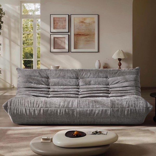 Canapea 3 locuri cu Susținere Ergonomică Nobile HD Foam, Catifea, Gri [1]