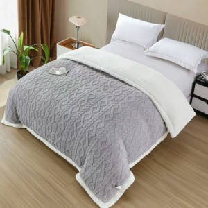 Patura Cocolino cu Blanita Sherpa si Fermoar, 200x230cm, model cu Tricotaj 3D, Gri deschis   Patura Cocolino cu Blanita Sherpa si Fermoar, 200x230cm, model cu Tricotaj 3D, Gri deschis