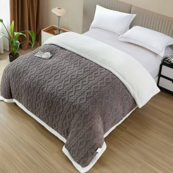   Pătură Cocolino tip Tricotaj cu Blăniță Sherpa, 200x230 cm – Confort și Eleganță de la Johny Home Pucioasa, Gri inchis [1]