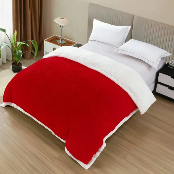   Pătură Cocolino cu Fluturi 3D cu Blăniță Sherpa, 200x230 cm – Confort și Eleganță de la Johny Home Pucioasa, Rosu [1]