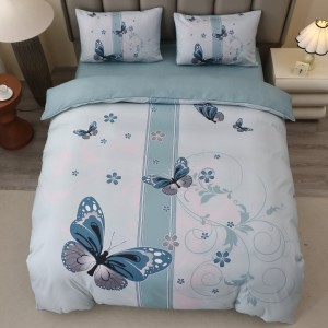 Lenjerie pat dublu, FINET, Imprimeu Digital 5D - Identic cu poza, Cu ELASTIC, 4 piese, Menta, Fluturi Lenjerie pat dublu, FINET, Imprimeu Digital 5D - Identic cu poza, Cu ELASTIC, 4 piese, Menta, Fluturi