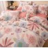 Lenjerie Pat 1 Persoana, Jojo Home, CoCoLiNo (Fleece), 4 piese, Alb, Roz, Flori [2]