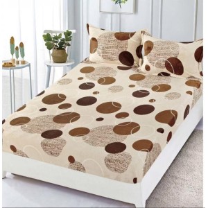 Cearsaf cu Elastic Cocolino 180x200cm si 2 fete de perna 50x70cm, Bej, Maro, Buline