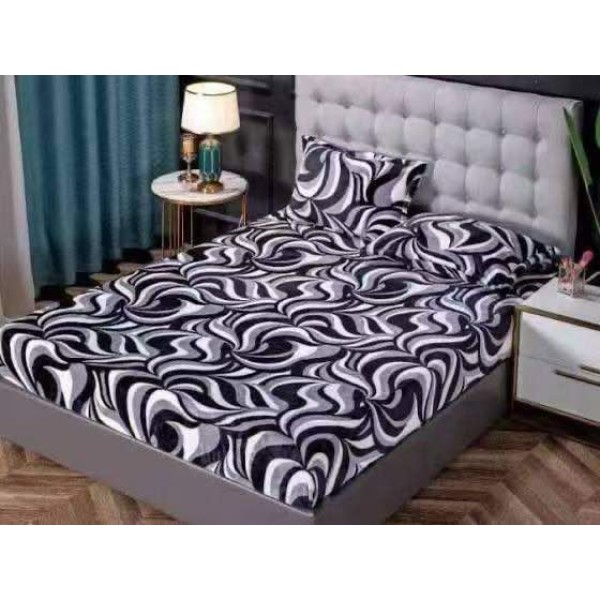 Cearsaf cu Elastic Cocolino 180x200cm si 2 fete de perna 50x70cm, Alb, Negru, Gri, Model Clasic [1]