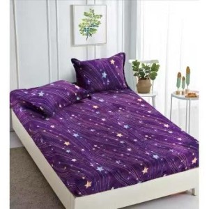 Cearsaf cu Elastic Cocolino 180x200cm si 2 fete de perna 50x70cm, Mov, Stelute Cearsaf cu Elastic Cocolino 180x200cm si 2 fete de perna 50x70cm, Mov, Stelute