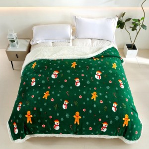 Pătură Cocolino cu Model de Crăciun, cu Blăniță Sherpa, 200x230 cm, Verde, Decoratiuni   Pătură Cocolino cu Model de Crăciun, cu Blăniță Sherpa, 200x230 cm, Verde, Decoratiuni