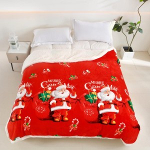 Pătură Cocolino cu Model de Crăciun, cu Blăniță Sherpa, 200x230 cm, Roșu, Moș Craciun   Pătură Cocolino cu Model de Crăciun, cu Blăniță Sherpa, 200x230 cm, Roșu, Moș Craciun