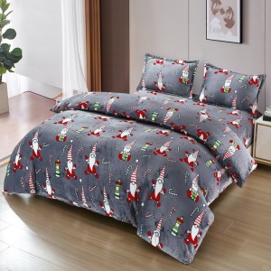 Lenjerie pat dublu, Super Pufoasa COCOLINO, cu ELASTIC, 4 piese, Gri, Gnomi Lenjerie pat dublu, Super Pufoasa COCOLINO, cu ELASTIC, 4 piese, Gri, Gnomi